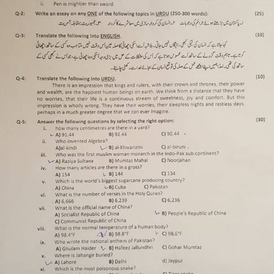 ASI Balochistan Police Past Paper 2019 BPSC