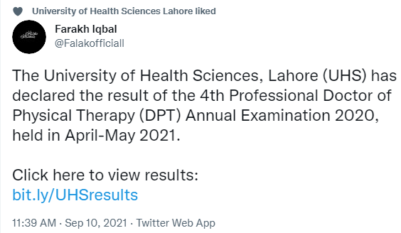 DPT Result Has Announced By University Of Health Sciences