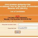 Assistant Director ATC CAA NTS Data Submission
