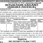 Bahauddin Zakariya University BZU Jobs 30 Jan 2019