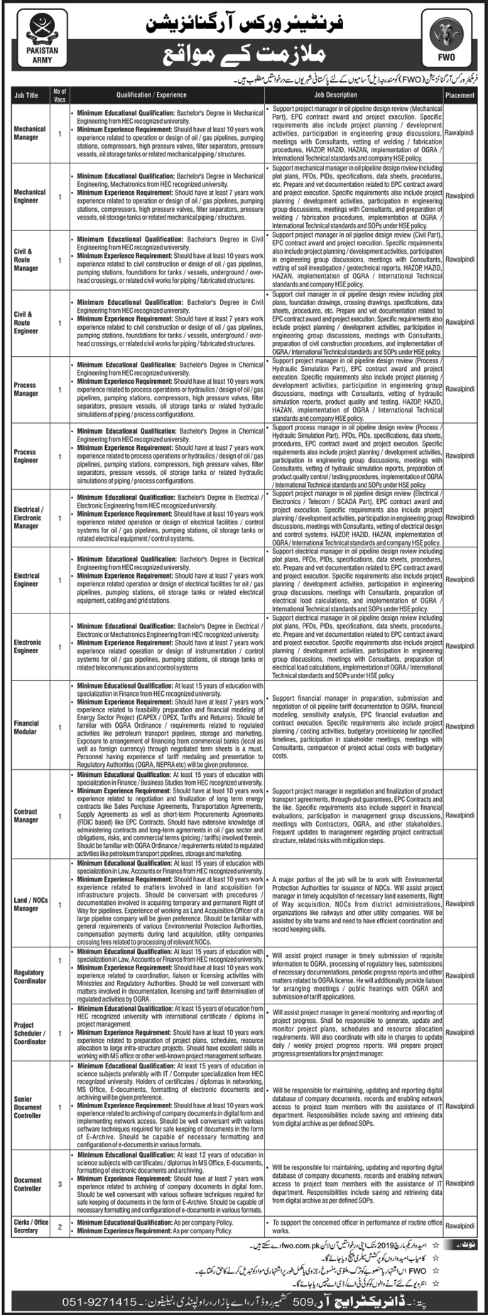 Frontier Works Organization jobs 2019