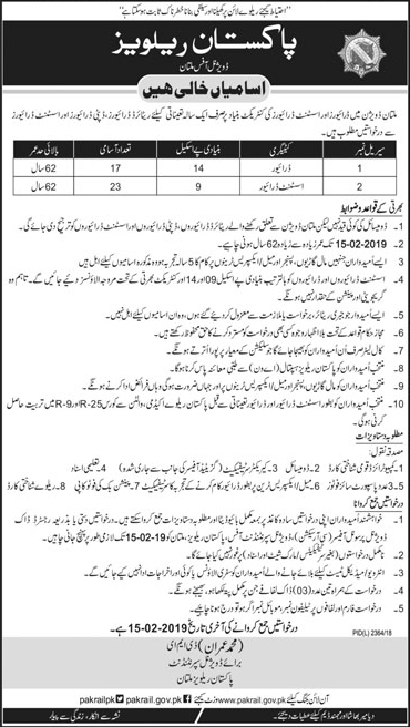 Pakistan Railways Multan Division Jobs