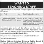 Divisional Public School And College Jobs 04 Mar 2019