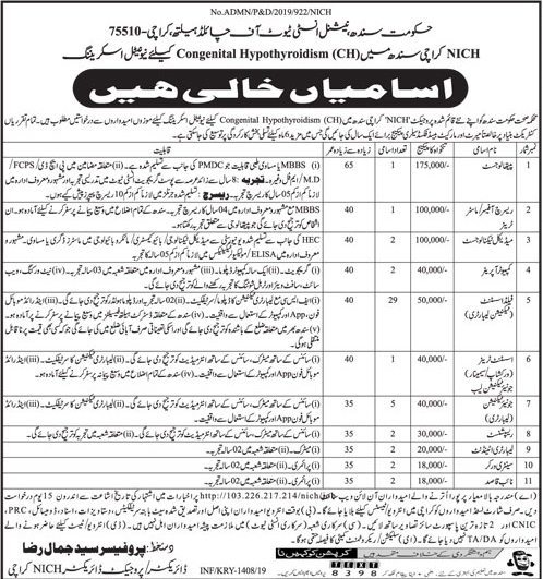 Health Department Govt of Sindh jobs 2019