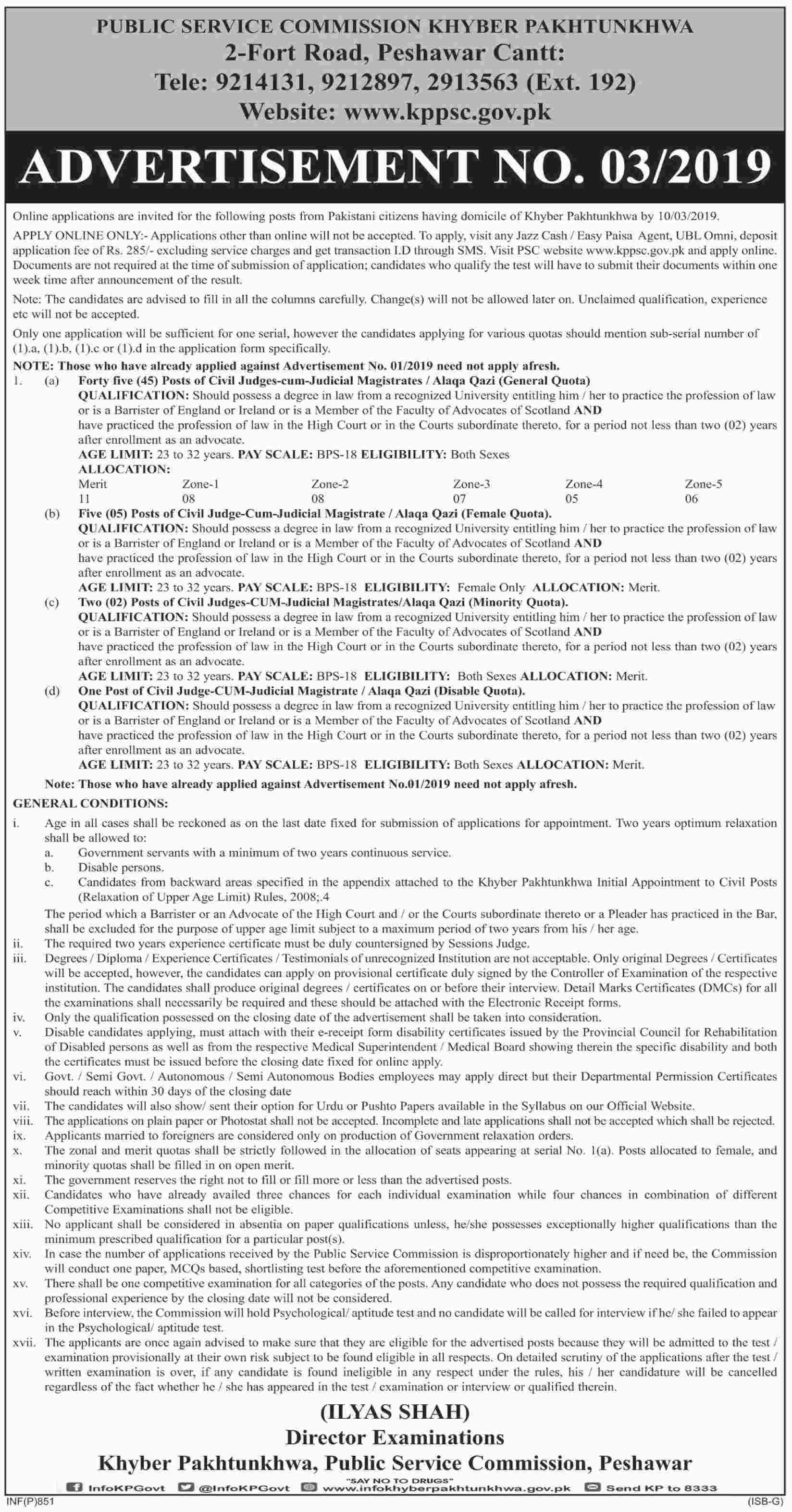 Khyber Pakhtunkhwa Public Service Commission (KPPSC) jobs 2019