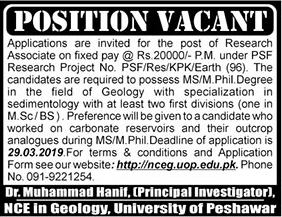 University of Peshawar jobs 2019