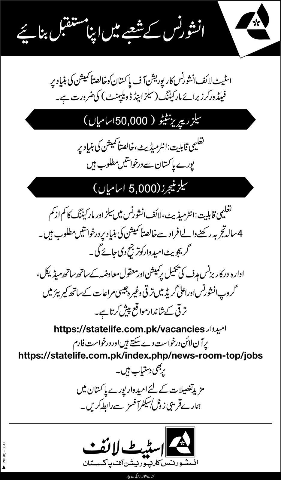 State Life Insurance Corporation of Pakistan jobs 2019