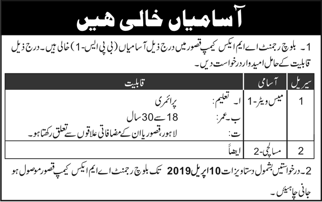 Pakistan Army jobs 2019