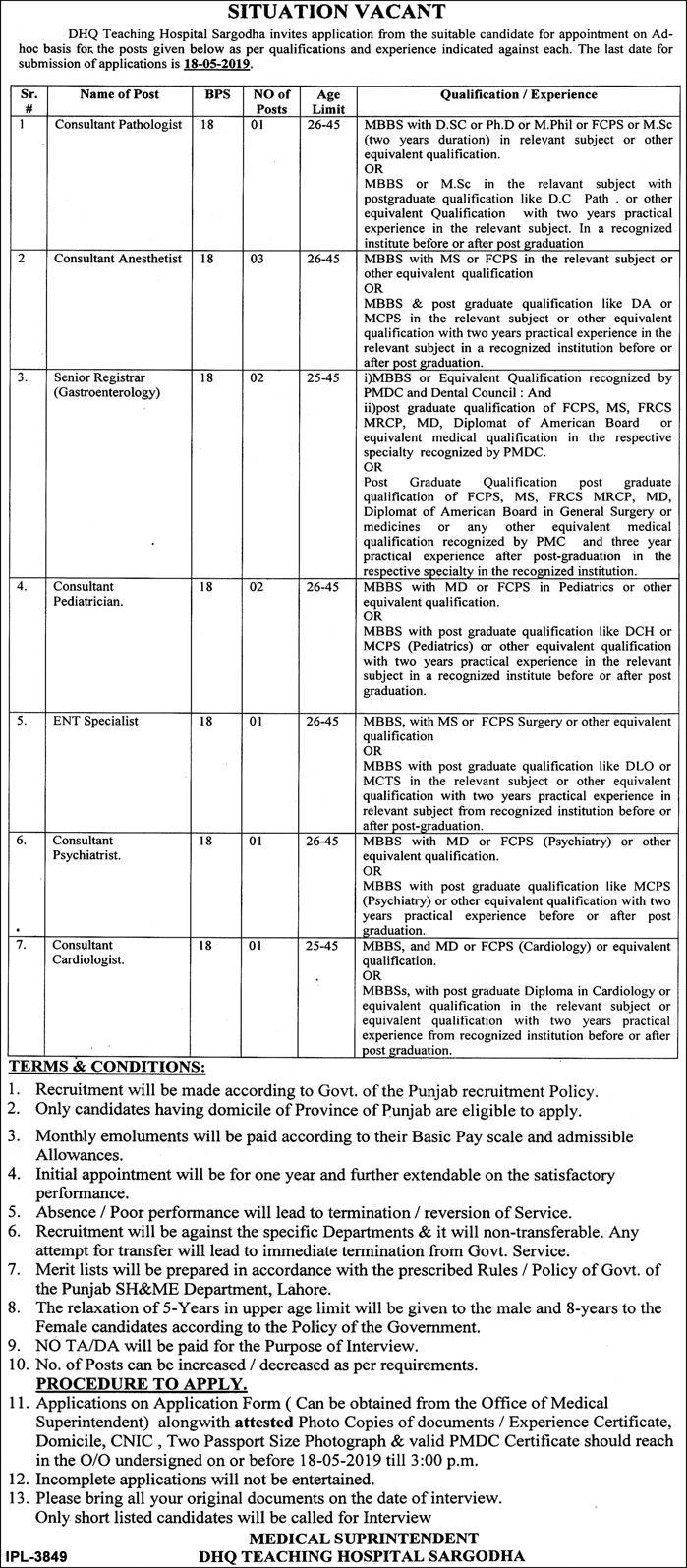 District Headquarters Hospital jobs 2019