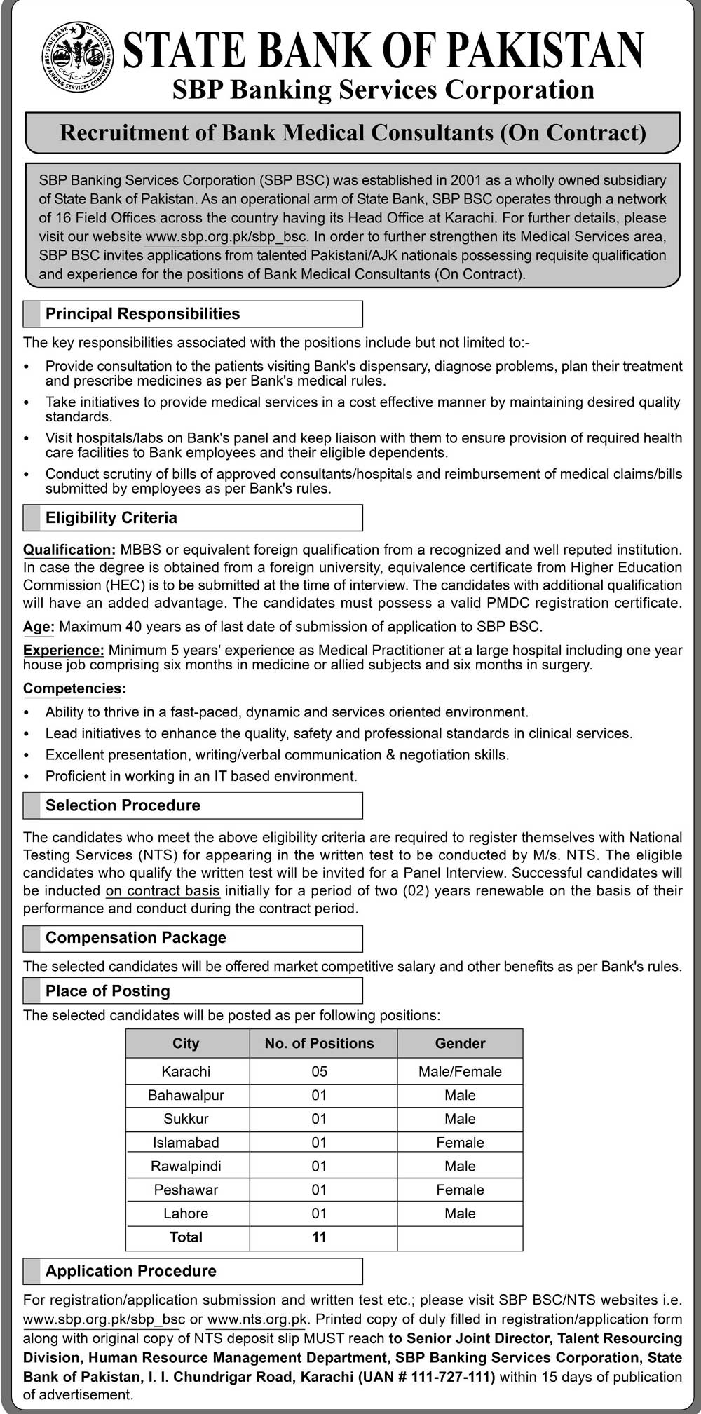 State Bank of Pakistan jobs 2019