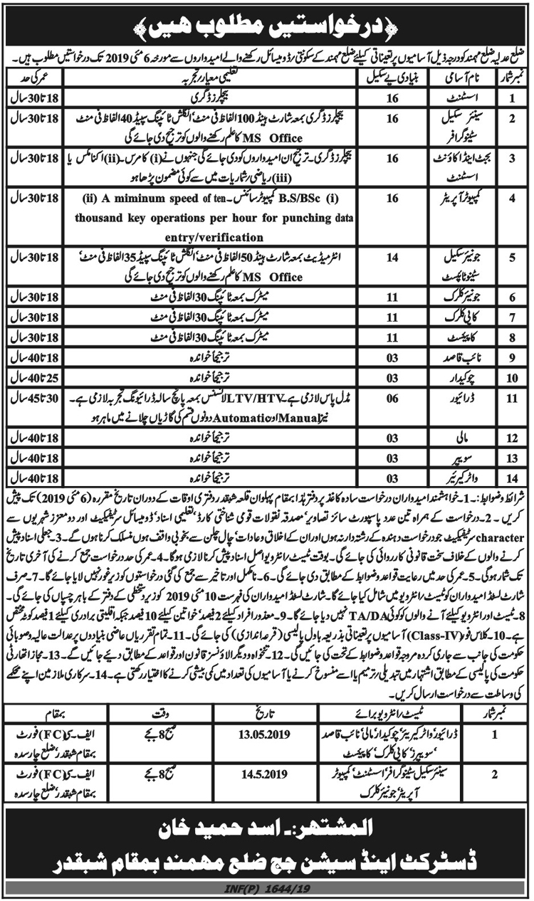 District and Session Court jobs 2019