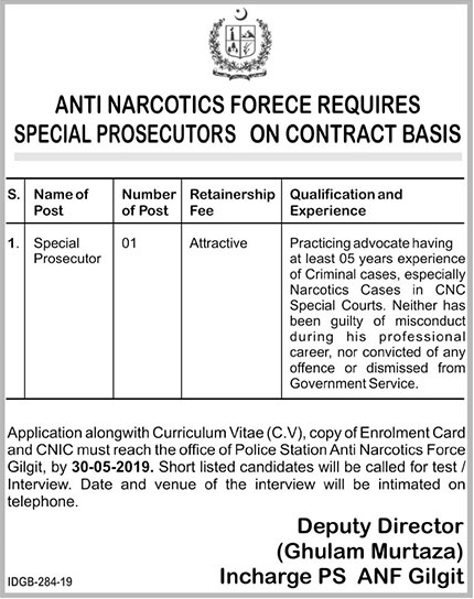 Anti Narcotics Force jobs 2019