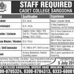 Cadet College Sargodha Jobs 30 May 2019
