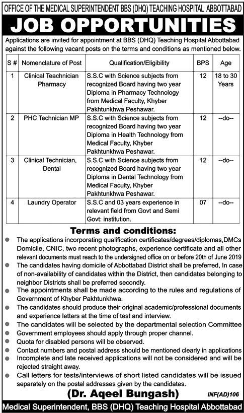 District Headquarters Hospital jobs 2019