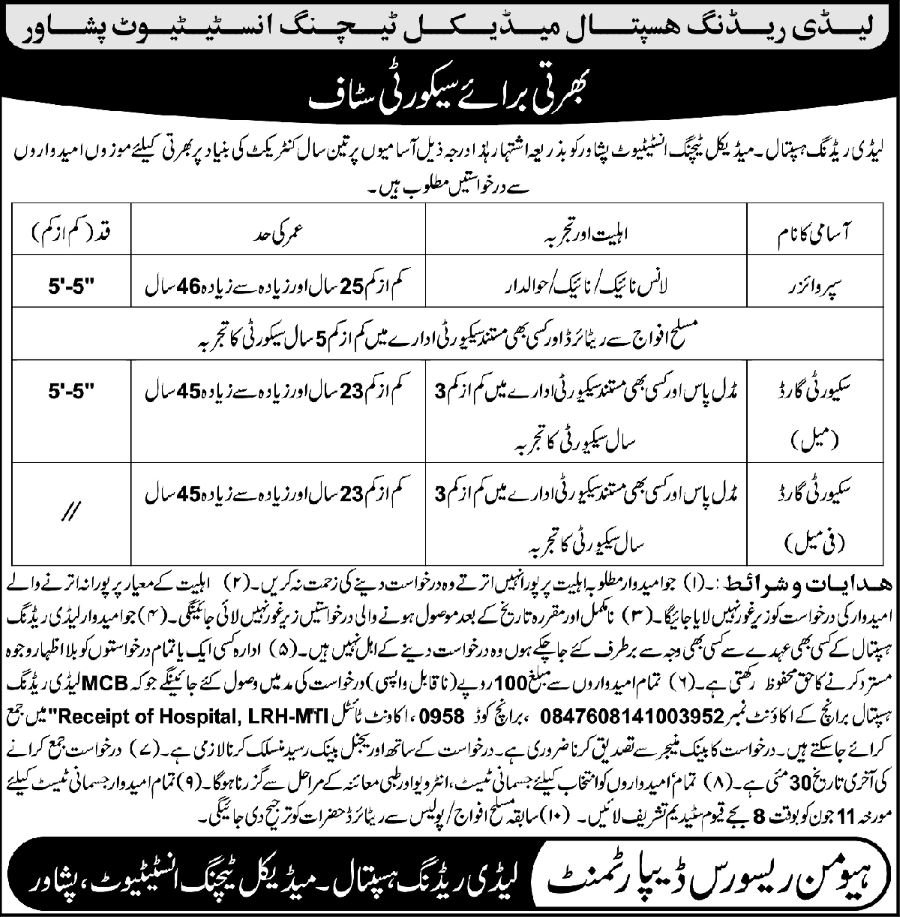 Lady Reading Hospital jobs 2019