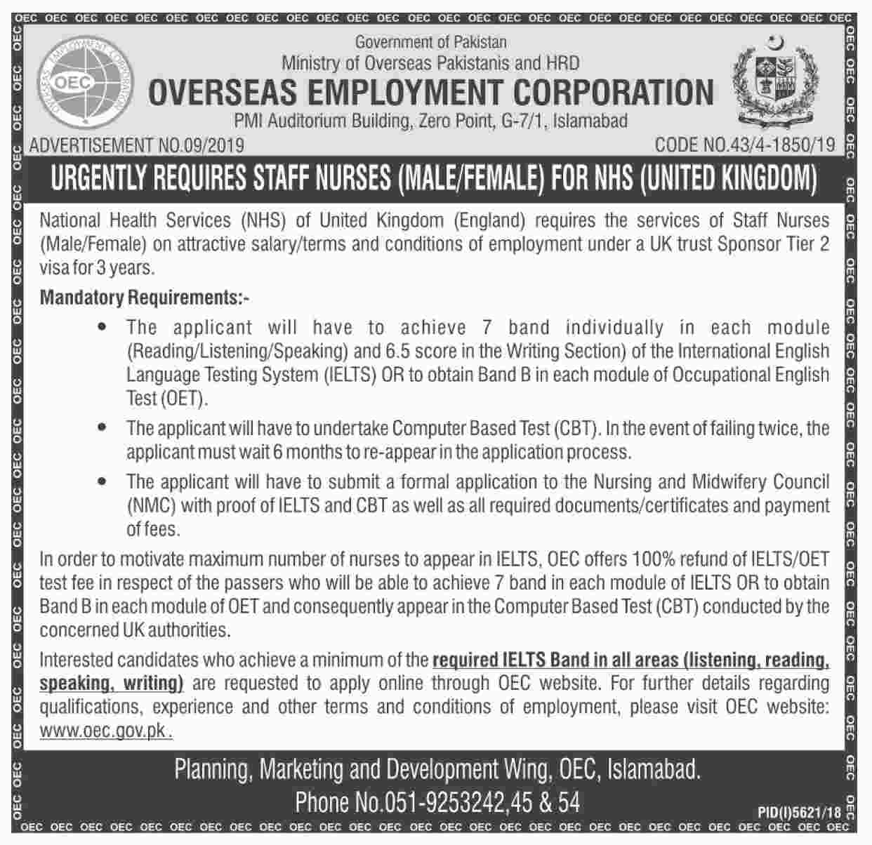 Ministry of Overseas Pakistanis and Human Resource Development jobs 2019