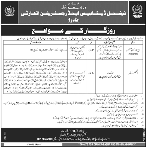 National Database and Registration Authority (NADRA) jobs 2019