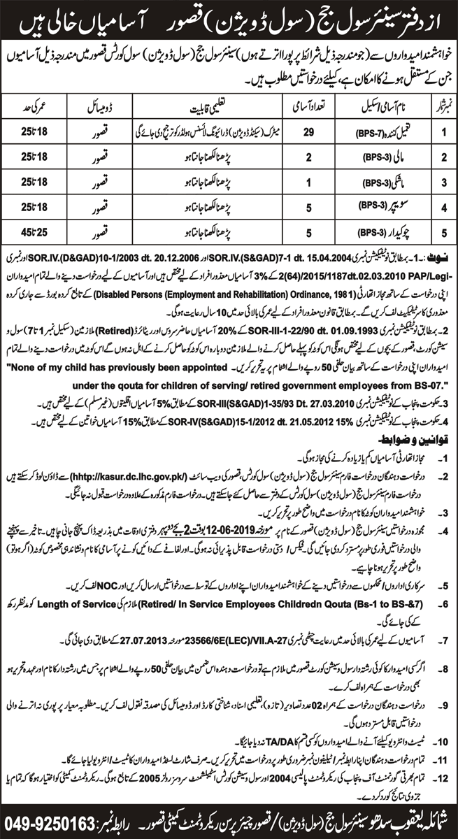 District and Session Court jobs 2019