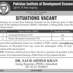 Pakistan Institute Of Development Economics Jobs 10 May 2019