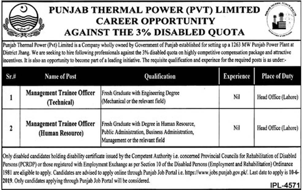 Punjab Thermal Power Pvt Limited jobs 2019
