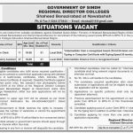 Regional Director Colleges Nawabshah Jobs 31 May 2019