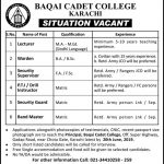 Baqai Cadet College Jobs 09 Jun 2019