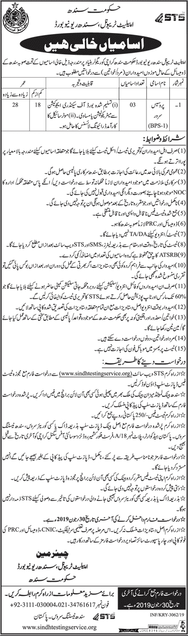 Board of Revenue Sindh jobs 2019