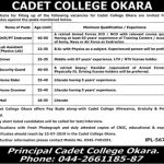 Cadet College Okara Jobs 26 Jun 2019