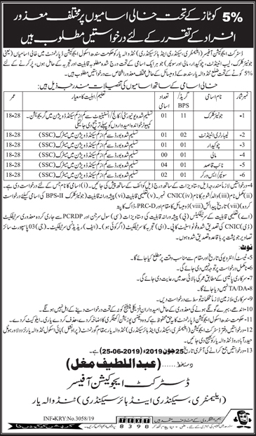 Elementary and Secondary Education Department jobs 2019