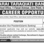 Executive Vice President Required In Zarai Taraqiati Bank Limited Jobs 17 Jun 2019