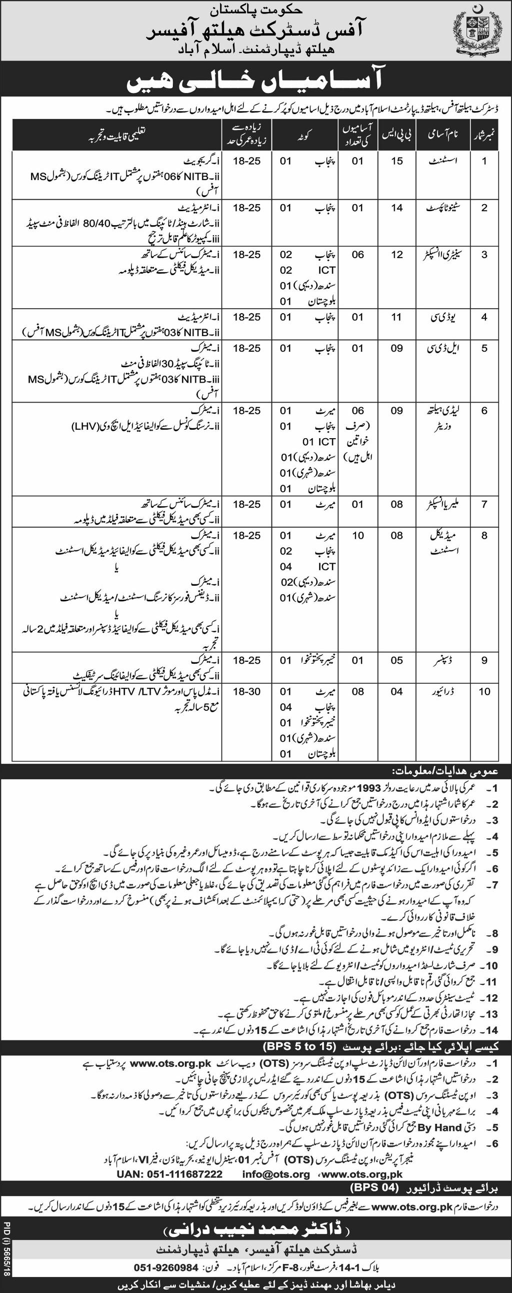 Health Department Govt of Punjab jobs 2019