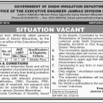 Irrigation Department Govt Of Sindh Jobs 14 Jun 2019