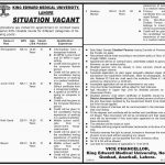 King Edward Medical University Lahore KEMU Jobs 27 Jun 2019