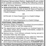 Bakhtawar Cadet College Jobs 29 Jul 2019