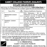 Cadet College Pasrur Jobs 24 Jul 2019