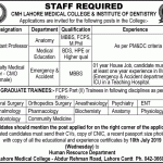 CMH Lahore Medical College And Institute Of Dentistry Jobs 04 Jul 2019