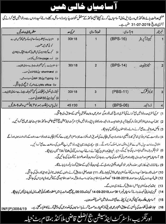 District and Session Court jobs 2019