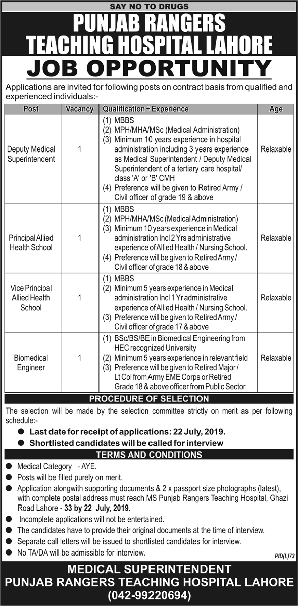 Pakistan Rangers jobs 2019