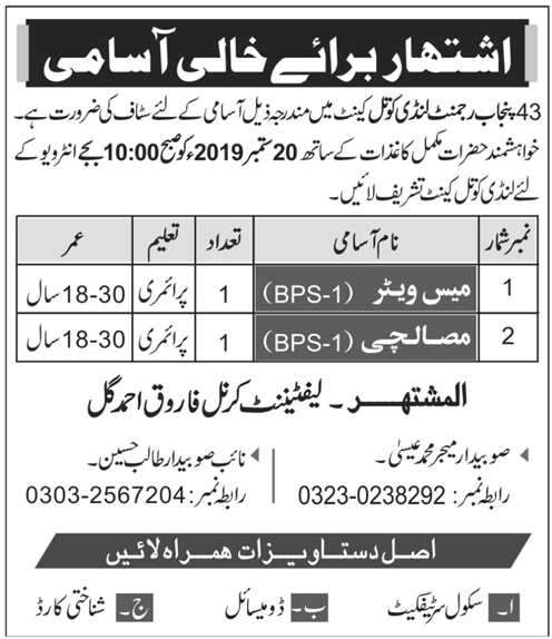 Pakistan Army jobs 2019