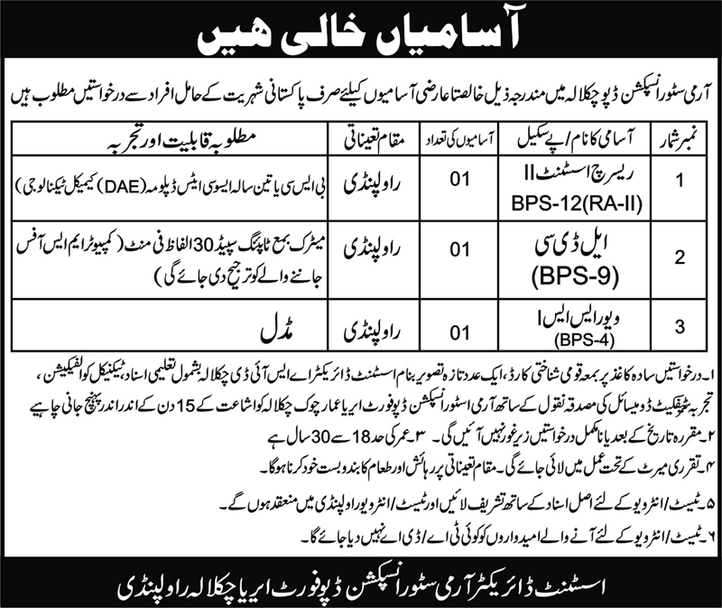 Pakistan Army jobs 2019