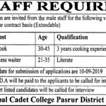 Cadet College Pasrur Jobs 22 Aug 2019