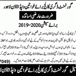 Govt Degree College For Women Wapda Town Lahore Jobs 05 Aug 2019