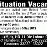 Security Cum Administration Officer Required In Lahore Cantt Jobs 29 Aug 2019