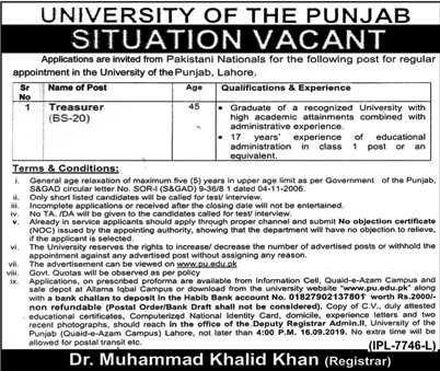 University of the Punjab (PU) jobs 2019
