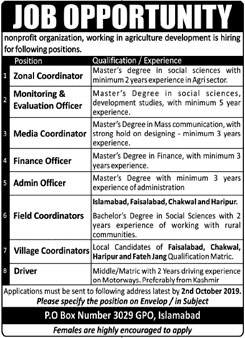 Jobs In A Nonprofit Organization In Islamabad 26 September 2019