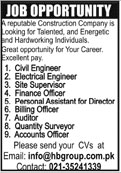 Jobs Required In Construction Company 22 September 2019