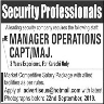 Manager Operations Required In Security Company Karachi Jobs 15 September 2019