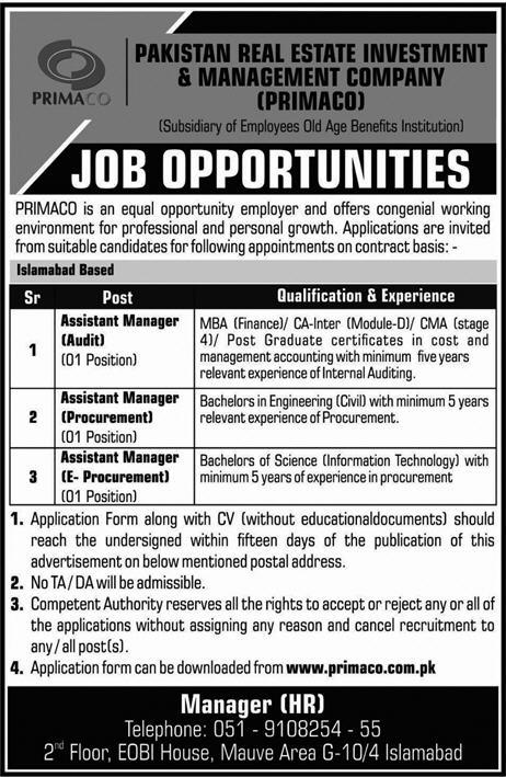 Jobs In Pakistan Real Estate Investment And Management Company 21 September 2019