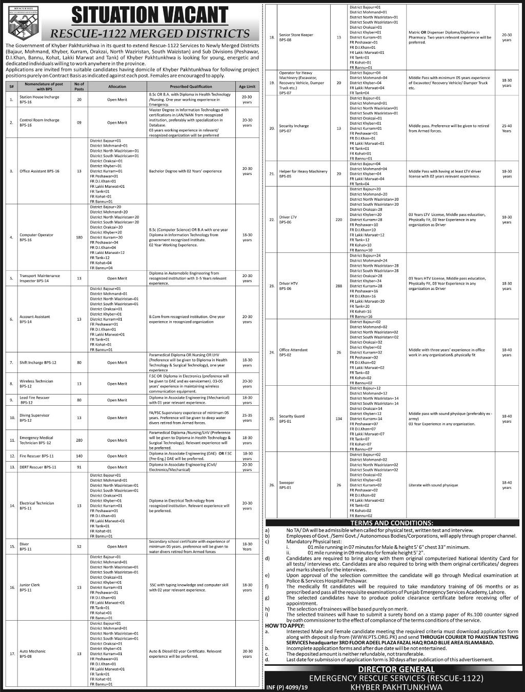 Jobs In Rescue 1122 Merged Districts 27 September 2019