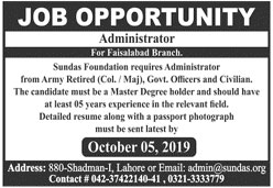 Jobs In Sundas Foundation 29 September 2019
